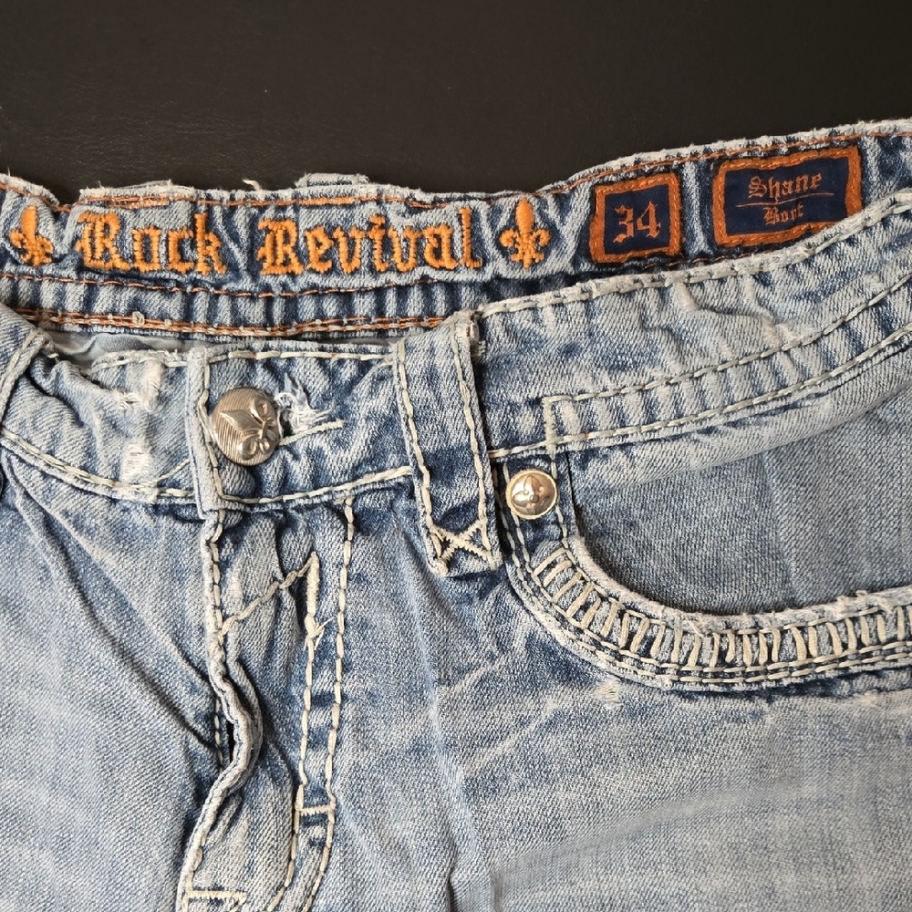 Rock Revival Boot Cut Ripped Jeans in Light Blue - Picture 6 of 16